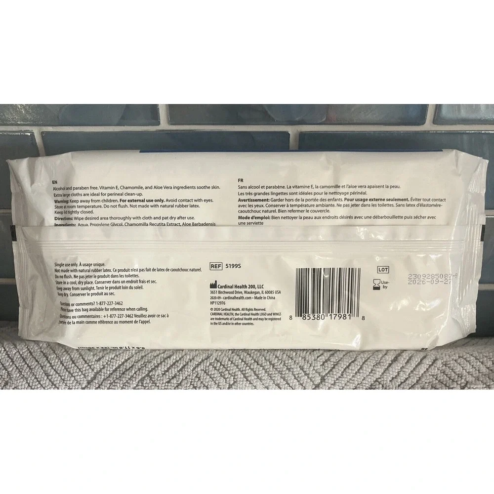 CardinalHealth Wings Personal Cleansing Wipes 8.6
